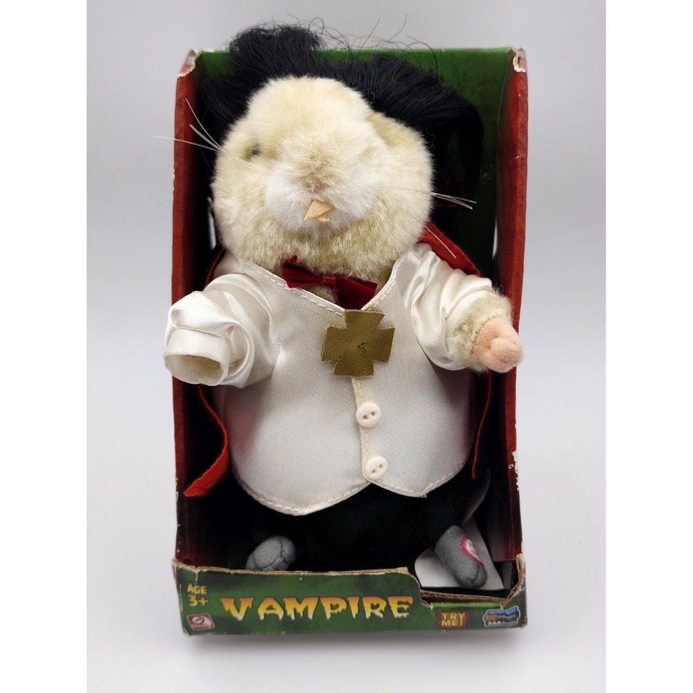 Gemmy Singing‎ Hamster in Dracula Costume Vampire Halloween NIB Vtg